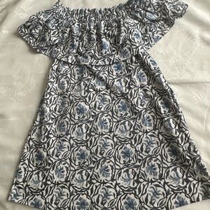 H&M Blue and White Off-Shoulder Dress